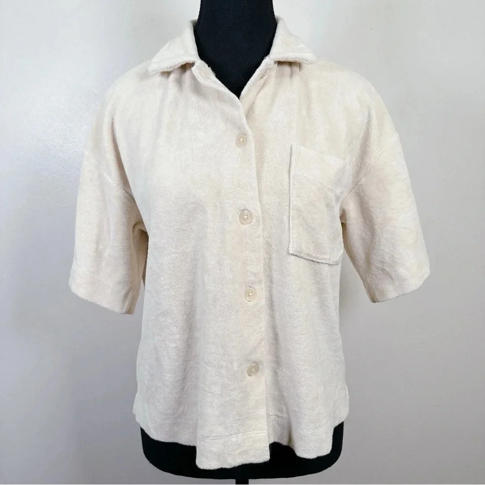 H&M Polo Pyjama Shirt In Beige Color